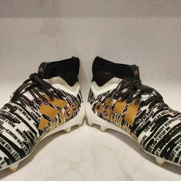 adidas Adizero Men's Cleats Size 13 Black/White‎ Writing Gold Three Stripe Life - Picture 7 of 14